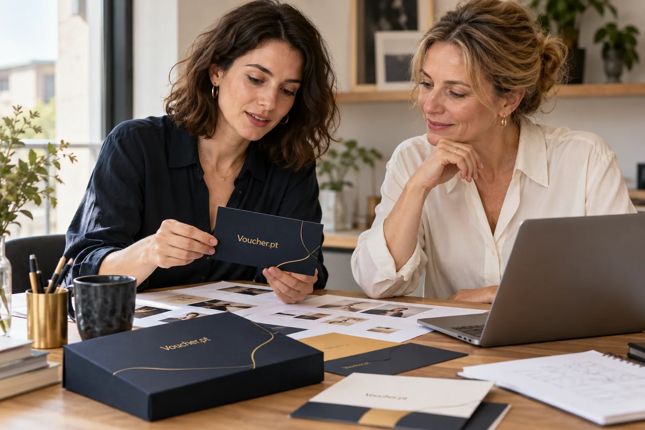 Conceito de plataforma personalizada apresentado por uma equipa Voucher.pt.